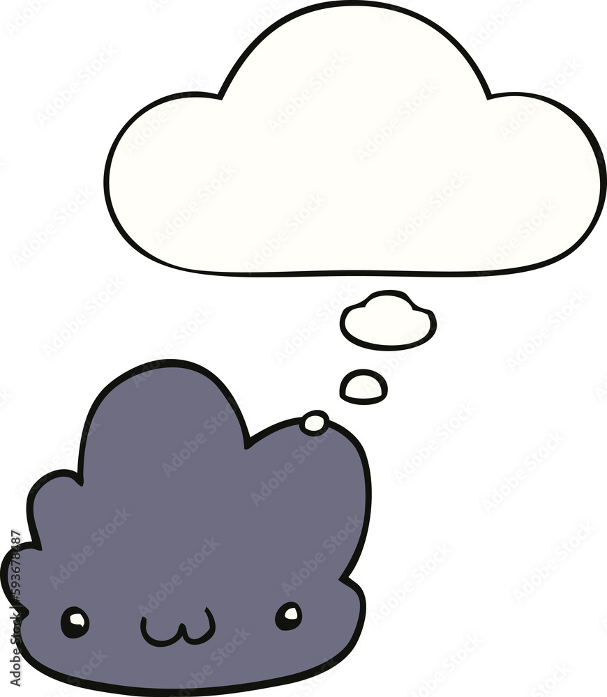 Fototapeta premium cute cartoon cloud and thought bubble