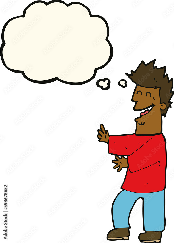 cartoon laughing man with thought bubble cartoon laughing man with thought bubble