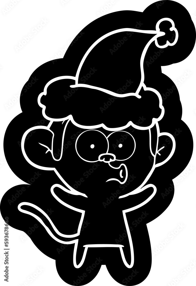 cartoon icon of a surprised monkey wearing santa hat cartoon icon of a surprised monkey wearing santa hat