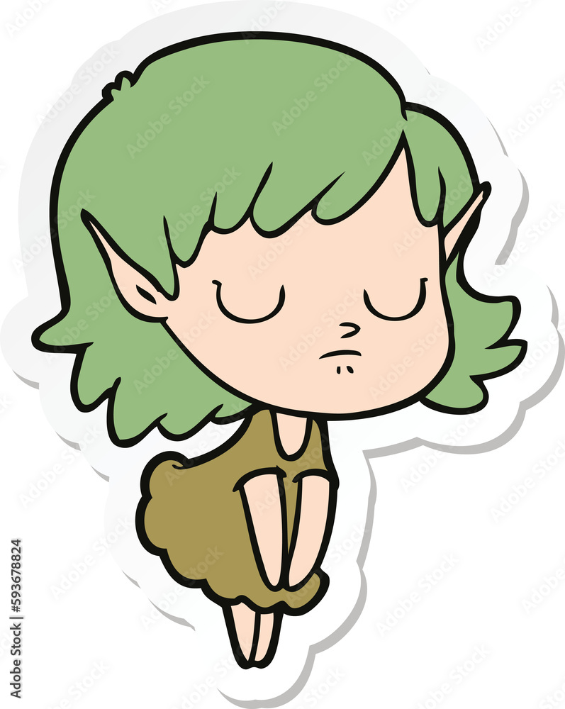 sticker of a cartoon elf girl sticker of a cartoon elf girl