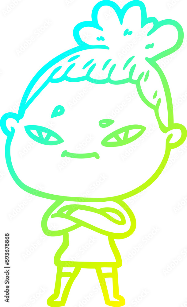 cold gradient line drawing cartoon woman cold gradient line drawing cartoon woman