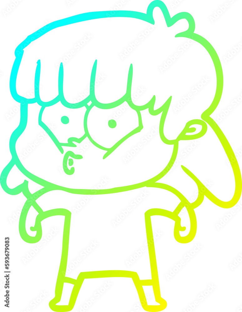 cold gradient line drawing cartoon whistling girl cold gradient line drawing cartoon whistling girl