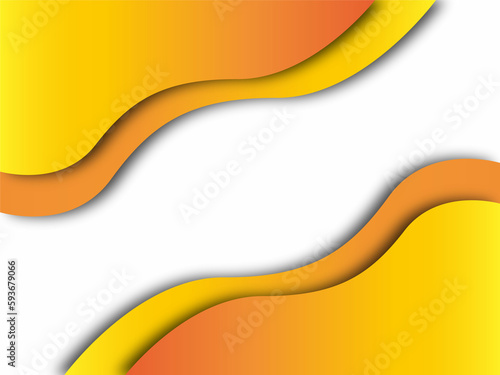 Abstract wallpaper textured with wavy shapes. Yellow, white paper cut out decoration. Cover layout template, banner. Modern bright design.