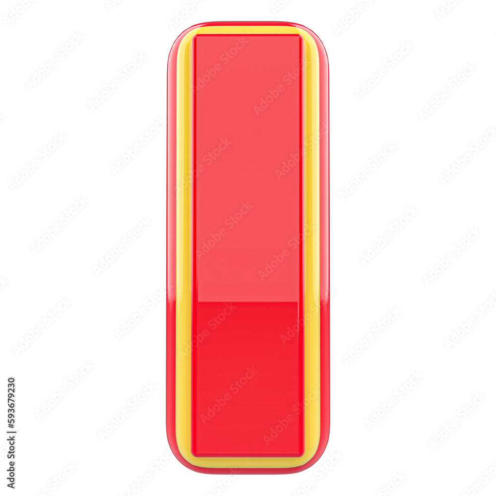 3d letter I red font render 3d letter I red font render