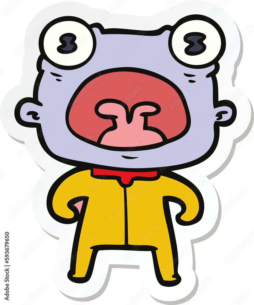 Obraz premium sticker of a cartoon weird alien shouting