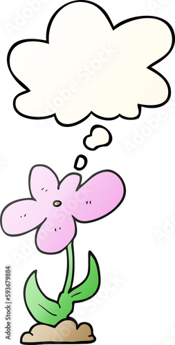 cartoon flower and thought bubble in smooth gradient style © lineartestpilot