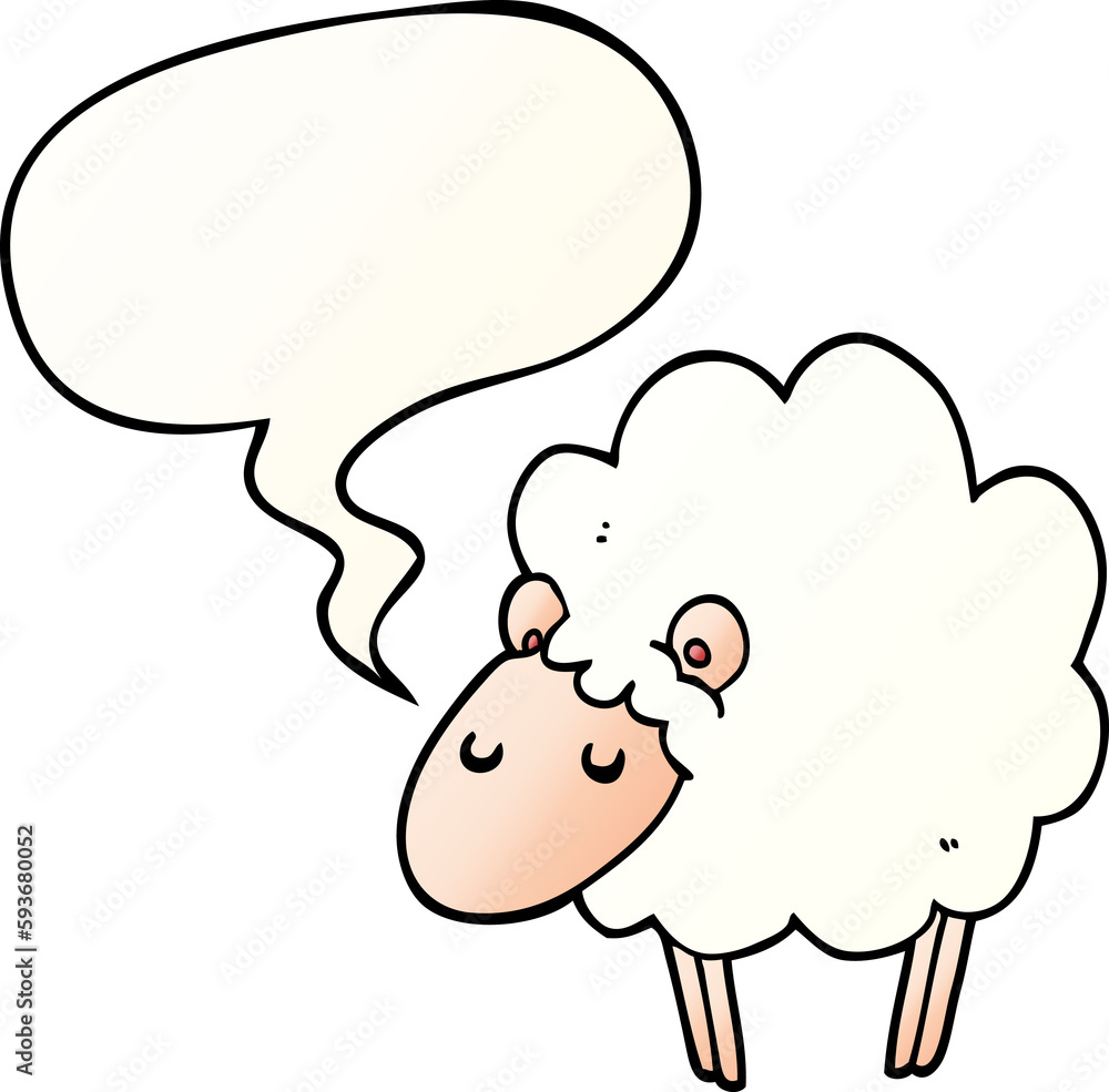 cartoon sheep and speech bubble in smooth gradient style cartoon sheep and speech bubble in smooth gradient style