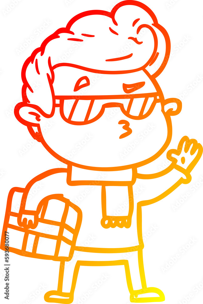 warm gradient line drawing cartoon cool guy warm gradient line drawing cartoon cool guy