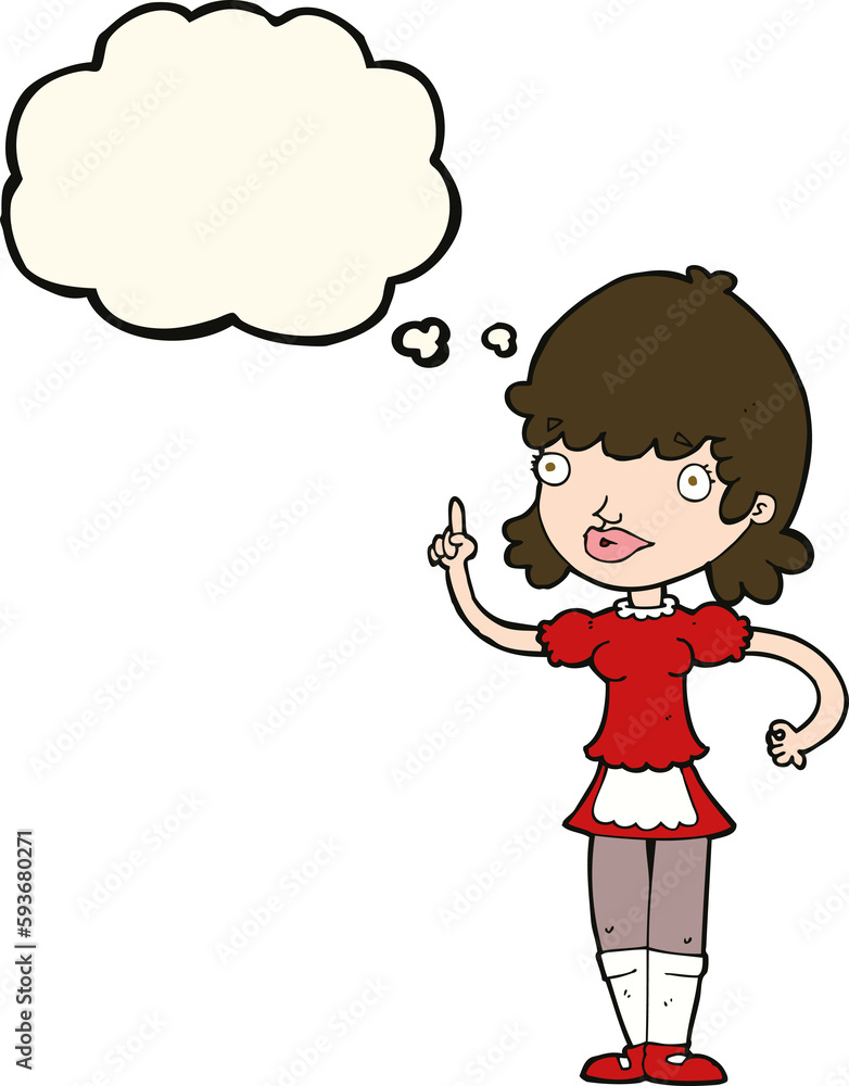 cartoon maid with thought bubble cartoon maid with thought bubble