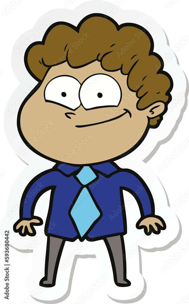Obraz premium sticker of a cartoon happy man