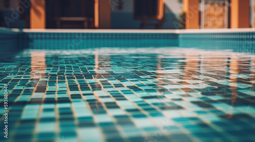 Empty swimming pool for relaxation and sport with blue water  wonderful summer travel. Al generated