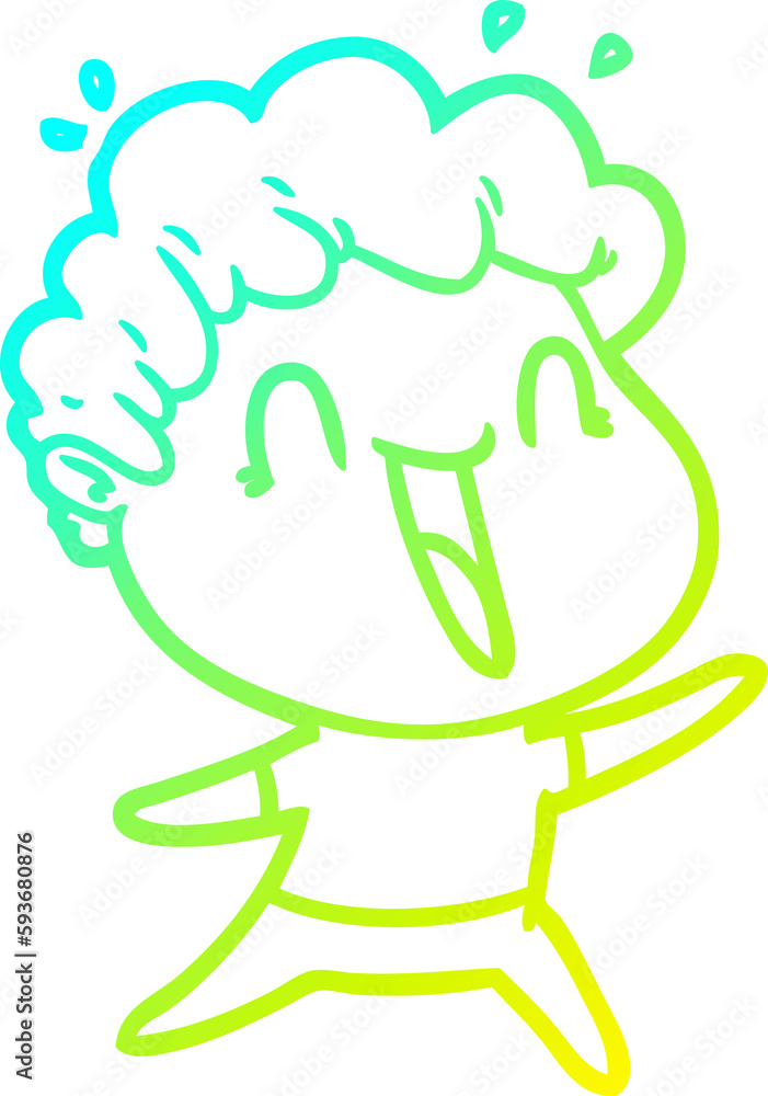 cold gradient line drawing cartoon happy man cold gradient line drawing cartoon happy man