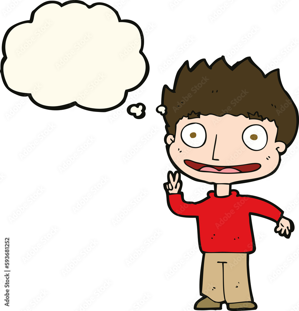 cartoon happy boy with thought bubble cartoon happy boy with thought bubble