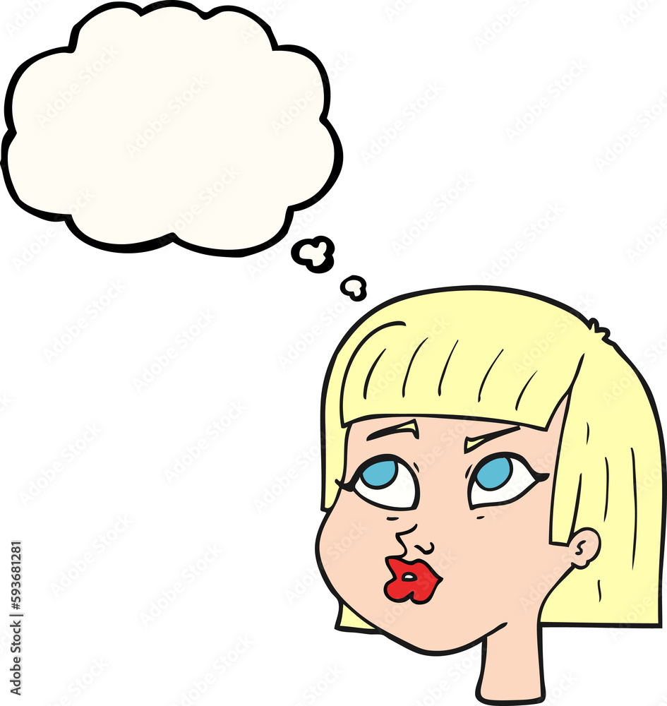 thought bubble cartoon female face thought bubble cartoon female face