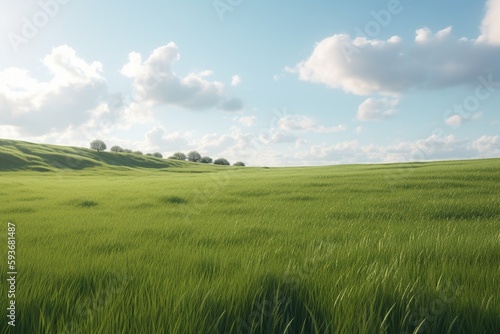 A minimalist landscape with a simple grassy field or plain  Generative AI
