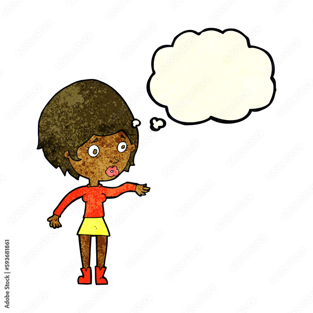 cartoon concerned woman reaching out with thought bubble cartoon concerned woman reaching out with thought bubble