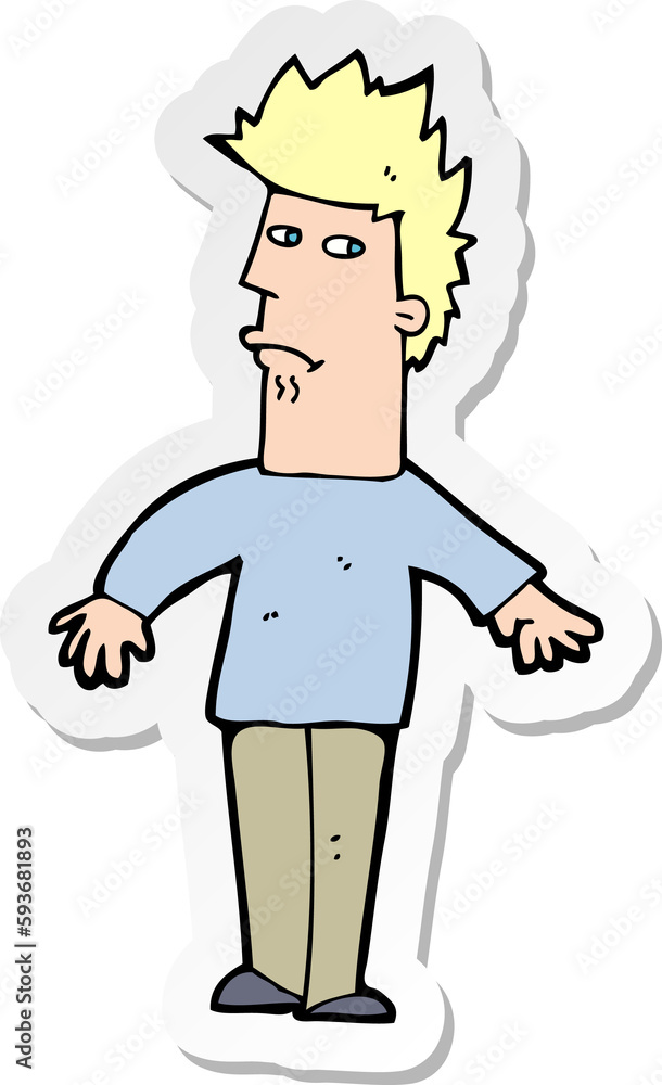 sticker of a cartoon worried man