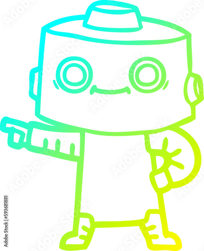 cold gradient line drawing cartoon robot