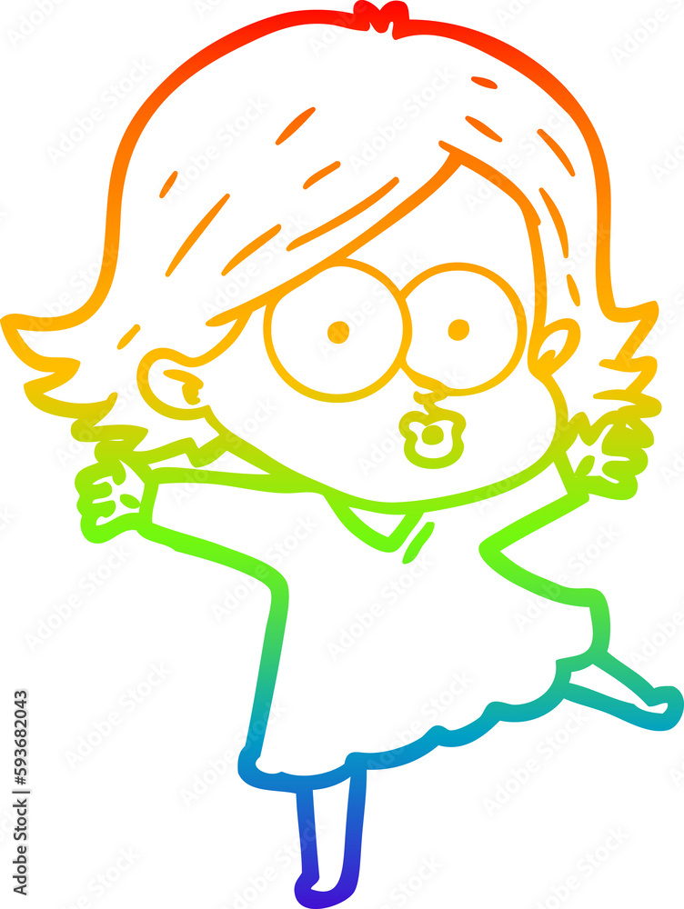 rainbow gradient line drawing cartoon girl pouting rainbow gradient line drawing cartoon girl pouting