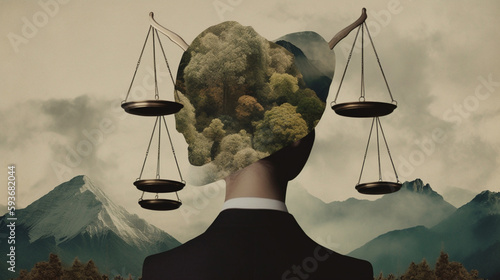 justice concept. Art contemporary collage photo