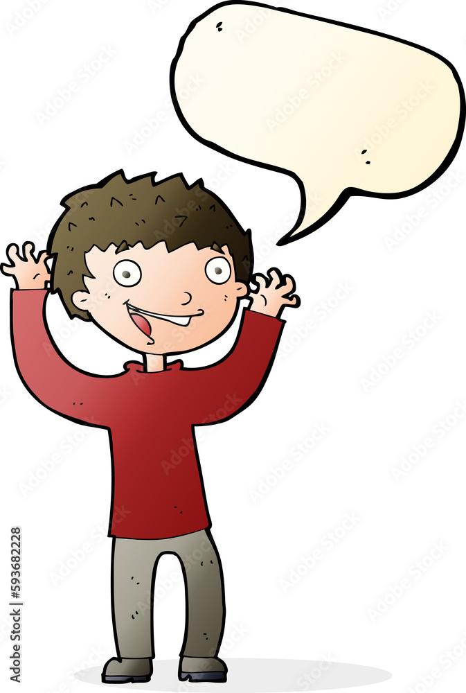 cartoon excited boy with speech bubble cartoon excited boy with speech bubble