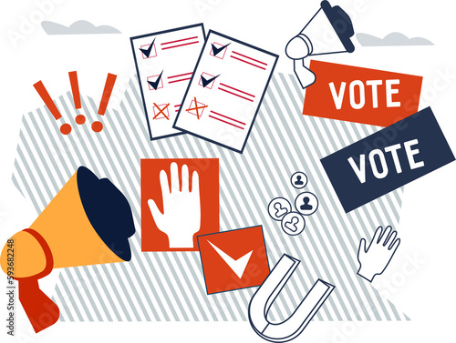 Online voting and elections, public referendum banner template. Online poll and political voting, opinion poll banner or poster backdrop.