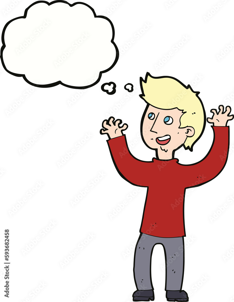 cartoon happy man with thought bubble cartoon happy man with thought bubble