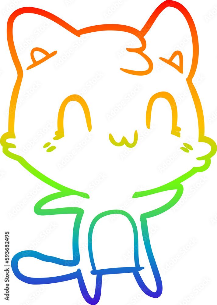 rainbow gradient line drawing cartoon happy cat rainbow gradient line drawing cartoon happy cat
