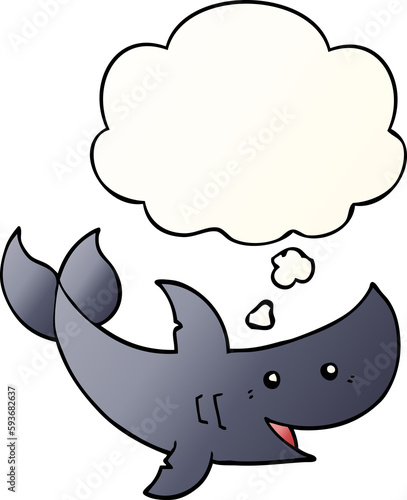 cartoon shark and thought bubble in smooth gradient style