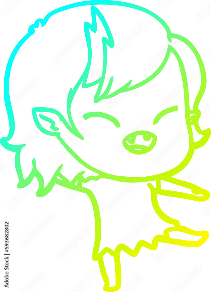 cold gradient line drawing cartoon laughing vampire girl cold gradient line drawing cartoon laughing vampire girl