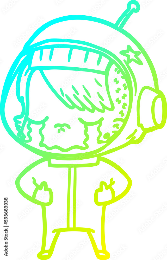cold gradient line drawing cartoon crying astronaut girl cold gradient line drawing cartoon crying astronaut girl