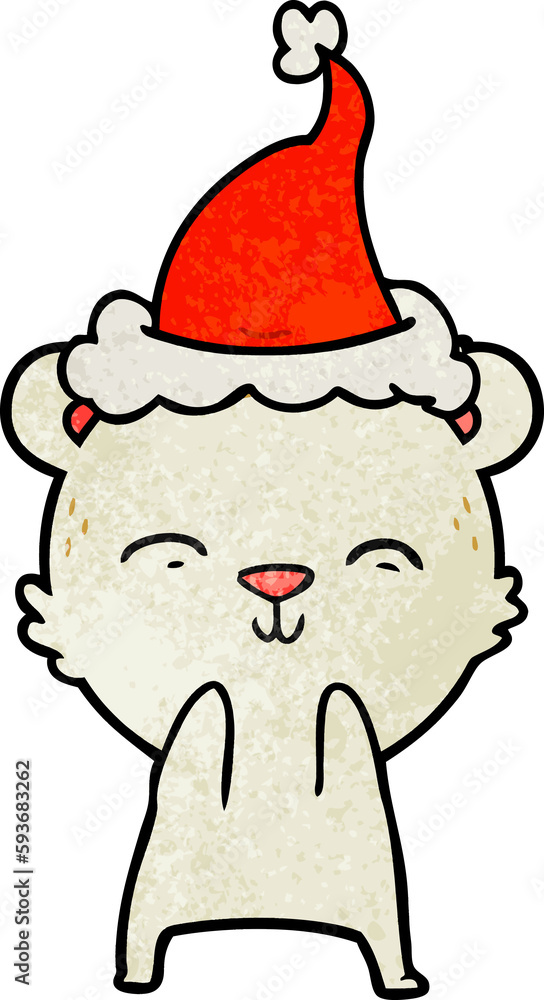 happy textured cartoon of a polar bear wearing santa hat happy textured cartoon of a polar bear wearing santa hat