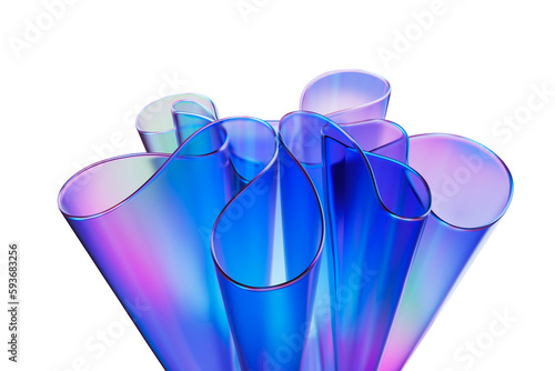 Quadro su tela Abstract colorful gradient folded transparent plastic material 3d rendering, mod