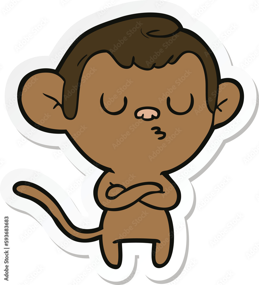 sticker of a cartoon annoyed monkey sticker of a cartoon annoyed monkey