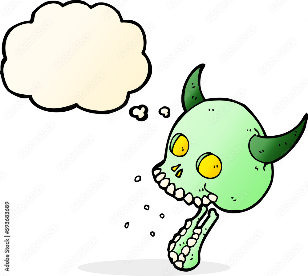 cartoon spooky skull with thought bubble cartoon spooky skull with thought bubble