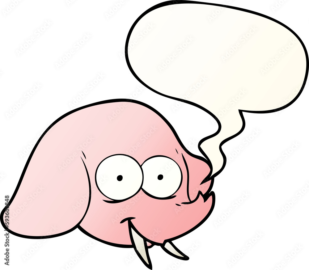 cartoon elephant face and speech bubble in smooth gradient style cartoon elephant face and speech bubble in smooth gradient style
