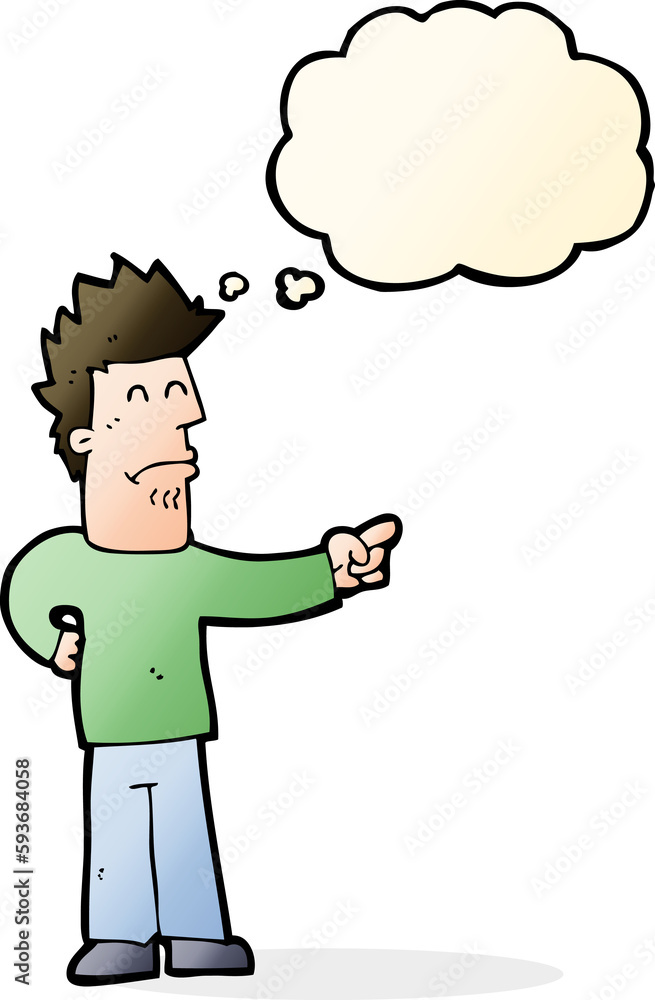 cartoon man pointing with thought bubble cartoon man pointing with thought bubble