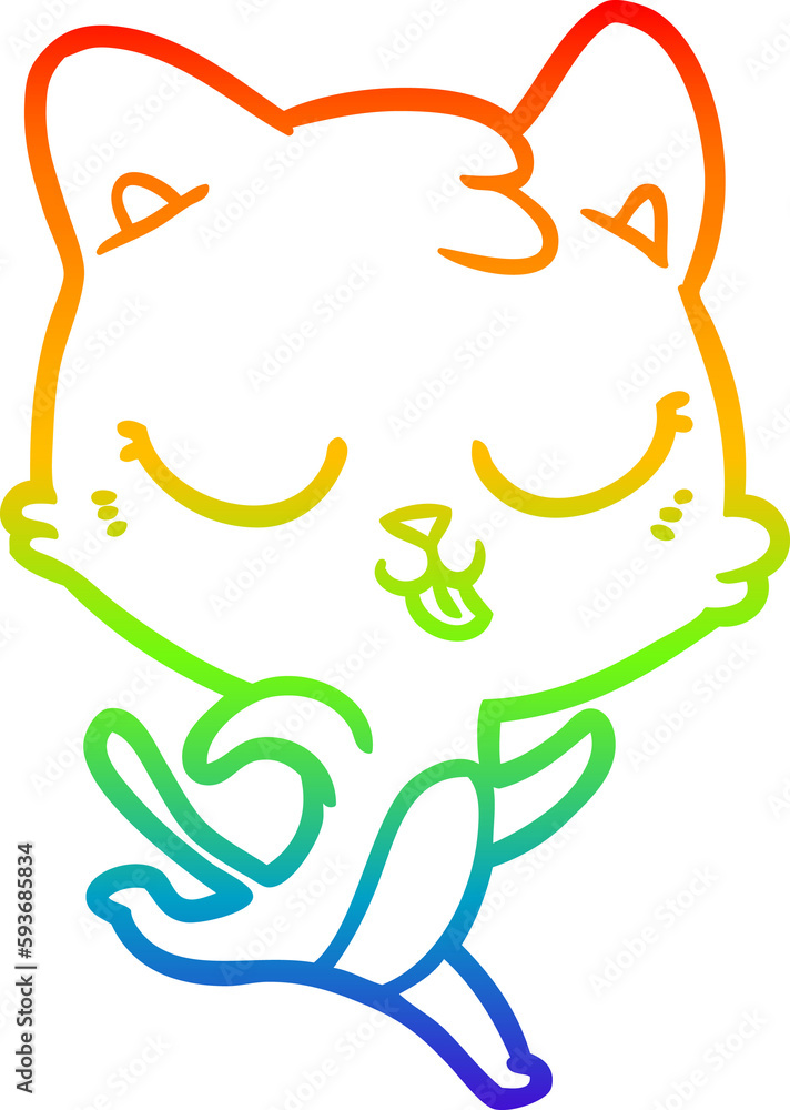 rainbow gradient line drawing cartoon cat running rainbow gradient line drawing cartoon cat running