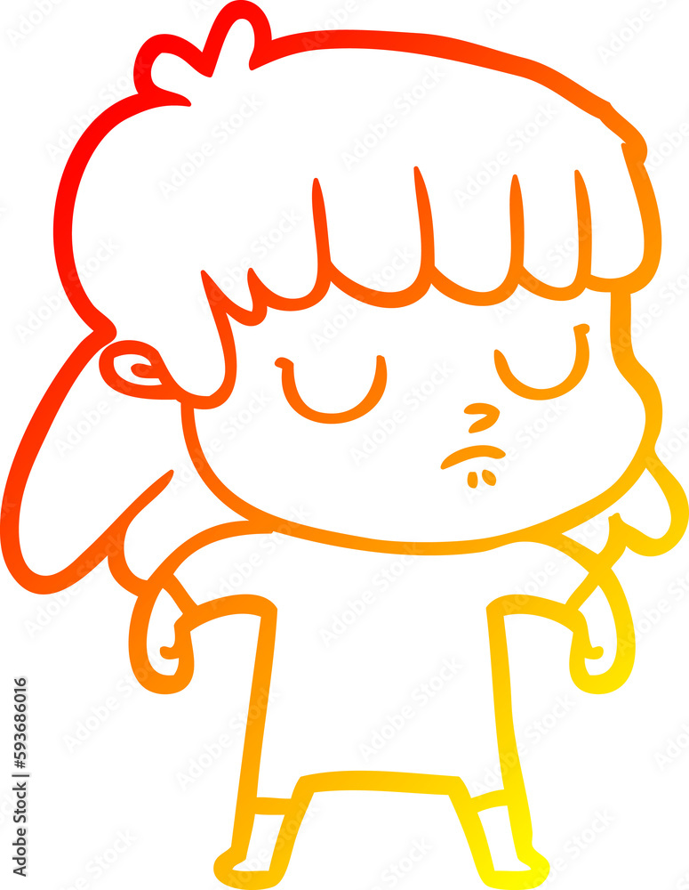 warm gradient line drawing cartoon indifferent woman warm gradient line drawing cartoon indifferent woman