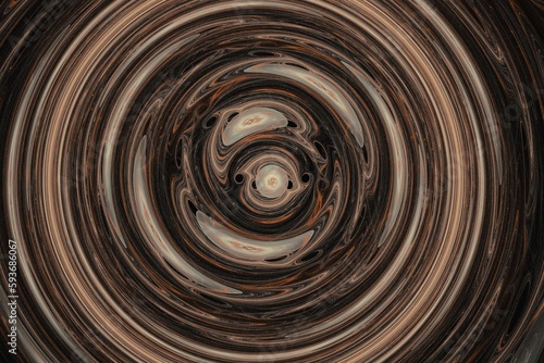Dark orange swirling pattern of crooked waves on a black background. Abstract fractal 3D rendering