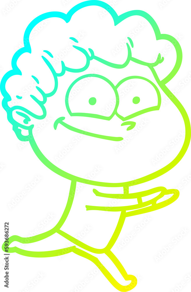 cold gradient line drawing cartoon happy man cold gradient line drawing cartoon happy man