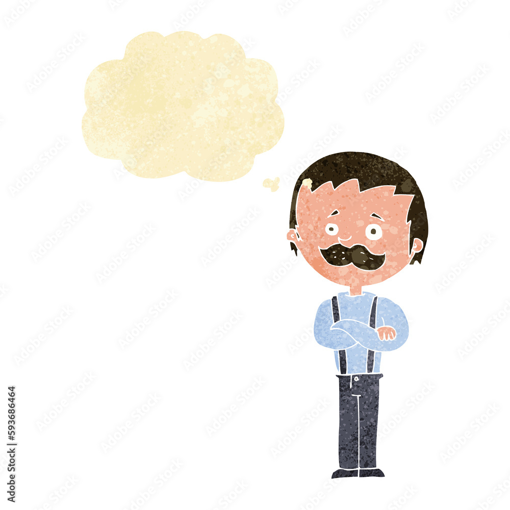 cartoon man with mustache with thought bubble cartoon man with mustache with thought bubble