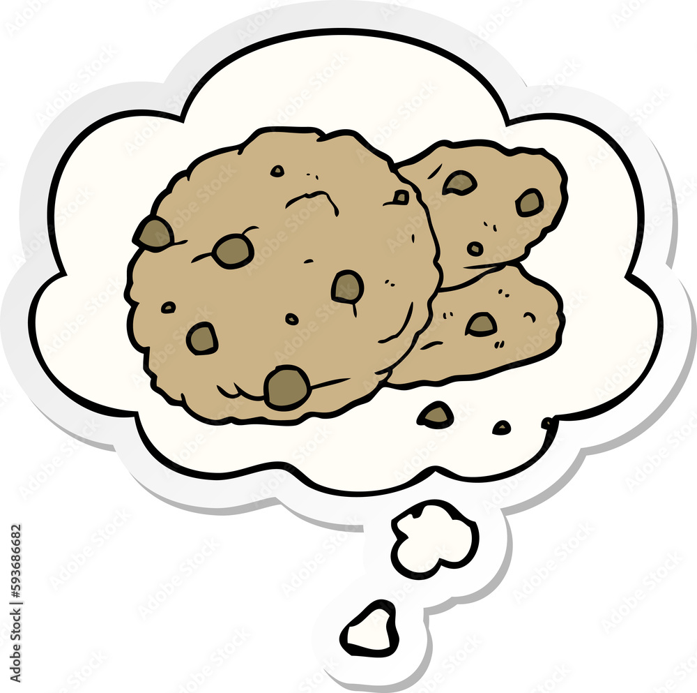 cartoon cookies and thought bubble as a printed sticker cartoon cookies and thought bubble as a printed sticker