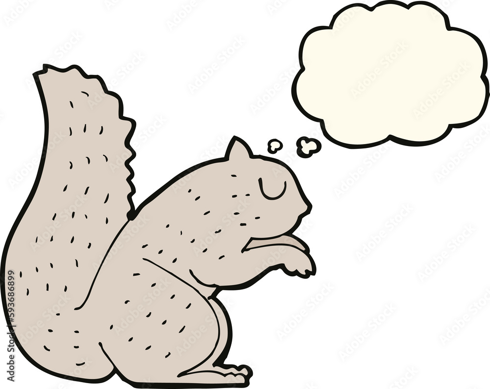 cartoon squirrel with thought bubble