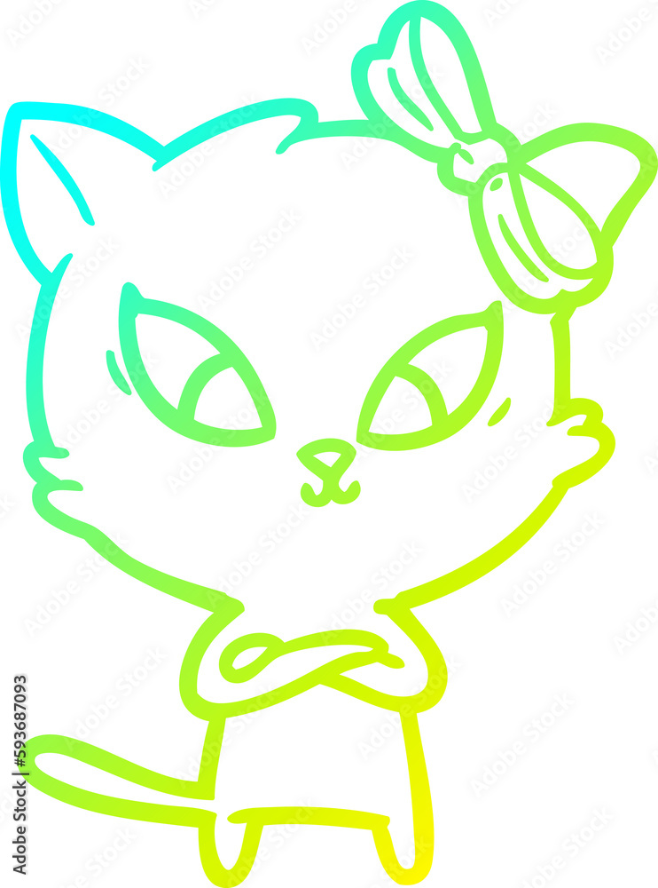 cold gradient line drawing cartoon cat cold gradient line drawing cartoon cat