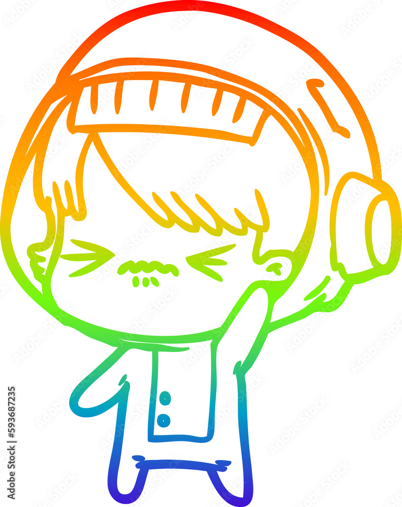 rainbow gradient line drawing angry cartoon space girl waving rainbow gradient line drawing angry cartoon space girl waving