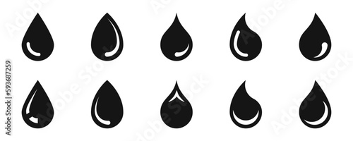 Water drop icons set. Water drop shapes. 