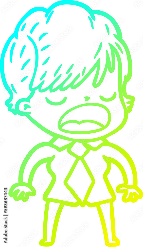 Obraz premium cold gradient line drawing cartoon woman talking