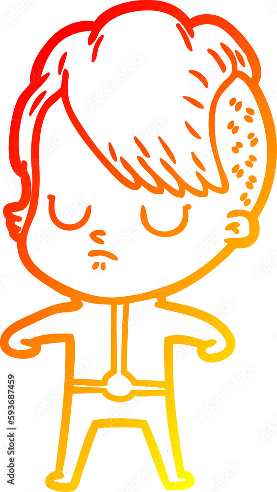 warm gradient line drawing cartoon woman warm gradient line drawing cartoon woman