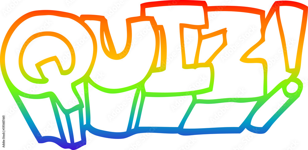 rainbow gradient line drawing cartoon quiz symbol